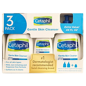 Bộ sữa rửa mặt Cetaphil Gentle Skin Cleanser (2 chai 591ml và 1 chai 118ml) - Nhập khẩu Mỹ