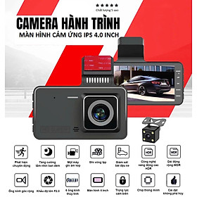 Camera Hành Trình A50 Màn Hình Cảm Ứng IPS 4.0 Inch Siêu Nét 2 Camera Ghi Hình Đồng Thời Trước Và Sau Xe