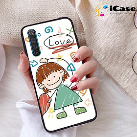 Ốp lưng iCase dành cho Realme 6 Pro chất liệu viền dẻo lưng cứng nhám TPU có hai lỗ xỏ dây đeo in nổi 4D hình bộ sưu tập Color Fun 04