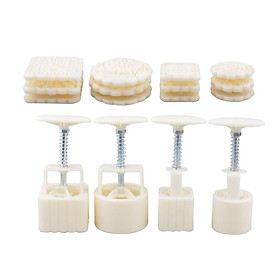 4Pcs Hand Press Moon Cake Baking Mould Pastry Cake Making