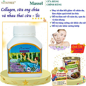 Collagen kết hợp nhau thai cừu và sữa ong chúa Vitatree Marine Collagen Plus Giúp đẹp da, mượt móng, dày tóc, mờ vết thâm tám, tàn Nhang, hỗ trợ xương khớp - Massel Official