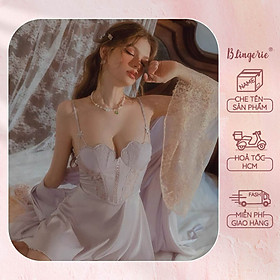 Váy Ngủ Trơn Đan Dây  - B.Lingerie