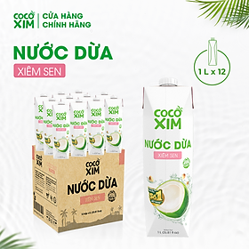 THÙNG 12 Hộp Nước dừa đóng hộp Cocoxim Sen dung tích 1000ml/Hộp