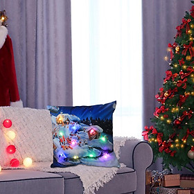 Christmas Pillow Cover Pillowcase with Light Xmas Cushion Cover for Living Room Bedroom
