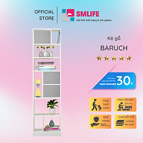 Kệ sách gỗ hiện đại SMLIFE Baruch | Gỗ MDF dày 17mm chống ẩm | D50xR30xC180cm