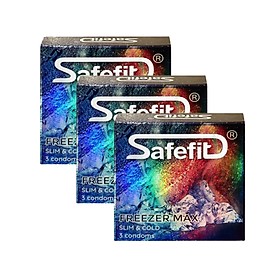 Bộ 3 hộp bao cao su Safefit mát lạnh FrezzerMax - hộp 3 chiếc