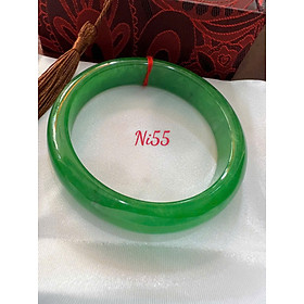 Vòng Tay Nữ Đá Cẩm Thạch Bản Hẹ ĐL Ni 55mm Cao 12mm Dầy 7mm Vòng màu Xanh lá tươi sáng bóng đẹp nữ 53kg - 58kg đeo xinh đẹp sang tay món quà tặng mẹ tặng nữ ý nghĩa ạ