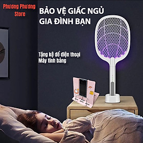 ( Hàng Cao Cấp Loại 1 ) Vợt Muỗi Thông Minh 3 Trong 1 Super Pro Tích Hợp Vợt Bắt Muỗi, Bẫy Muỗi và Đèn Ngủ Siêu Tiện Lợi, An Toàn Giúp Bảo Vệ Giấc Ngủ Gia Đình Bạn ( Tặng kê điện thoại )