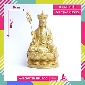 Tượng Phật Địa Tạng Vương Bồ Tát ngồi nhũ vàng - Cao 17cm