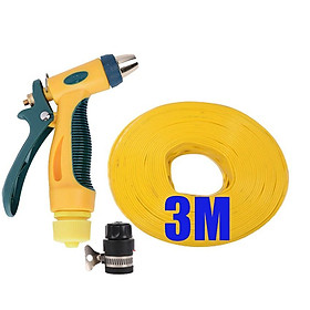Mua Bộ dây vòi xịt nước rửa xe tưới cây tăng áp 3 lần 3-5m (nối nhựa đen 713-2)