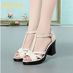 Giày sandal nữ cao gót 6 phân hàng hiệu rosata màu kem rro398- HÀNG VIỆT NAM CHẤT LƯỢNG QUỐC TẾ