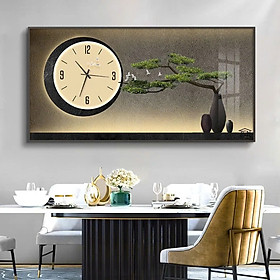 (HCM) Tranh đồng hồ tráng gương hoa la tropical trang trí phòng khách,quà tân gia kèm đinh treo