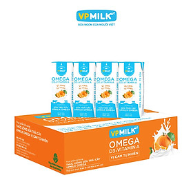 Sữa trái cây VPMILK Omega vị CAM tự nhiên cho bé trên 1 tuổi hộp 180ml (Thùng 48 hộp)