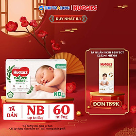 Tã Dán Siêu Cao Cấp Huggies Platinum Naturemade NB60 (60 Miếng)