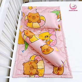 Bộ gối nệm cho bé cao cấp Katina House, vải tencel 60s gòn lông vũ êm ái, bóng mượt mát lạnh