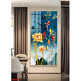 Mua Đồng hồ treo tường hiện đại  tranh tráng gương trang trí nhà cửa phòng làm việc_CỬU NGƯ QUẦN HỘI  tranh đồng hồ cá chép
