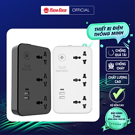 Ổ cắm thông minh Wifi Rạng Đông Model: OC08.WF.USB 3C/10A kết nối không dây, điều khiển được từng chân cắm, hẹn giờ, cài kịch bản