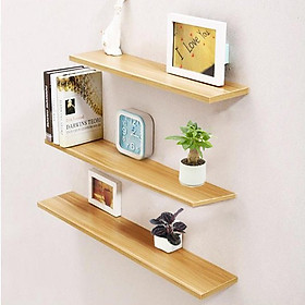  set 3 thanh Kệ gỗ thông treo tường Giá gắn tường decor trang trí nhà cửa bền đẹp sâu 15 cm - 50x15