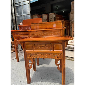 Mua Bàn Thờ Bàn Cúng-Bàn phật-Bàn gia tiên 2 tầng ngang 1m27 Gỗ Tràm Bông Vàng (FREESHIP 50 KM )