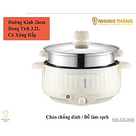 Nồi Lẩu Mini Cắm Điện Đa Năng MX-22A ; MX-26A - Lớp Chống Dính - Phù hợp 2-4 Thành Viên - Tặng Kèm Xửng Hấp - Có Video