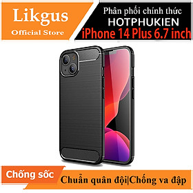 Ốp lưng chống sốc vân kim loại cho iPhone 14 Plus (6.7 inch) hiệu Likgus (chuẩn quân đội, chống va đập, chống vân tay) - Hàng nhập khẩu