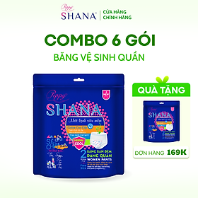 Combo 6 gói Băng Vệ Sinh Quần Peppy Shana Ngày Đêm Siêu Thấm, Freesize, Chống Tràn Tối Đa, Tiết Kiệm  - 6 Gói Nhỏ (12 Miếng)