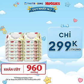 Combo 12 Khăn Ướt Dịu Nhẹ Cho Trẻ Sơ Sinh Huggies (80 Tờ/Gói)
