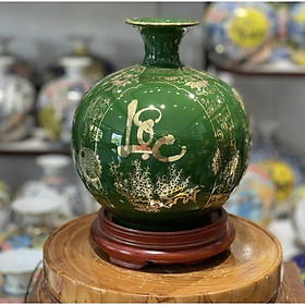 Mua Bình hút tài Lộc vẽ kĩ vàng kim 4 mặt bình  bổ khung”Phúc- Đức- Tài-Lộc” . Gốm sứ Bát Tràng cao cấp