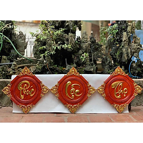 Mua Tranh treo tường chữ phúc lộc thọ bằng gỗ hương đá kt mặt vuông 45×45×3 5cm