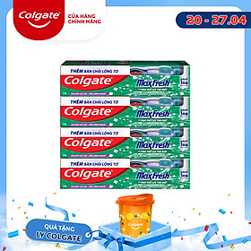 Bộ 4 Kem đánh răng Colgate the mát thổi bùng sảng khoái Maxfresh 230g tặng bàn chải đánh răng lông tơ