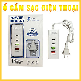 Mua Ổ Cắm Sạc Điện Thoại Power Socket 4 Cổng Sạc Nhanh 2 Cổng PD Type-C + 2 Cổng Usb