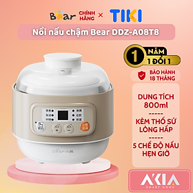 Mua Nồi nấu chậm đa năng Bear DDZ-A08T8 (có lồng hấp) - Dung tích 800ml  Có chế độ Hẹn giờ - Hàng chính hãng
