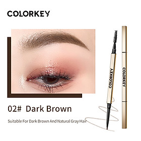 Colorkey Dual-ended Eyebrow Pencil with Brush Long-lasting Waterproof Natural Eyebrow Pen Eye Makeup -Small Gold Tube Series