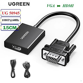 Dây chuyển đổi VGA sang HDMI màu đen dài 25cm Ugreen 50945 - Hàng chính hãng
