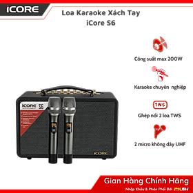 Bộ Loa Karaoke xách tay iCore S6 kèm 02 micro - Hàng Chính Hãng