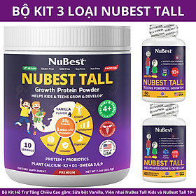 [BỘ 3 SẢN PHẨM CAO CẤP] TPBVSK hỗ trợ Tăng Chiều Cao NuBest Tall 10+, NuBest Tall Kids & Sữa Bột NuBest Talll (Vanilla)