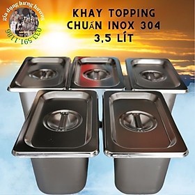 Mua GIÁ SỈ TẠI XƯỞNG Khay vuông chữ nhật 1/6 - 1 2 lít Đựng Topping chè trân châu thạch Inox (Có Nắp)