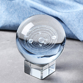 6cm Laser Engraved Solar System Ball 3D Miniature Planets Model Sphere Glass Crystal