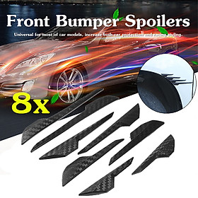 8pcs Carbon Fiber Front Bumper Lip Splitter Fins Body Spoiler Canards Refit Trim