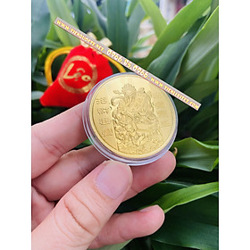 Lì xì 2023 Đồng Xu Hình Thần Tài Kèm Túi Gấm May Mắn Quà Tặng Phong Thủy LGLSC000153