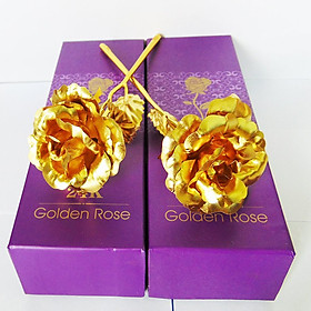 Hoa Hồng Mạ Vàng 24K Chữ Love Có Hộp Đựng Sang Trọng