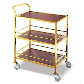 Mua Xe đẩy thức ăn đồ uống 3 tầng  Mã C-34  Thương hiệu CHINASOUTH  Khung inox vàng sang trọng