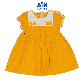 Đầm bé gái hoạ tiết Nơ Thêu Cam Cotton - AICDBGFDTOXD - AIN Closet