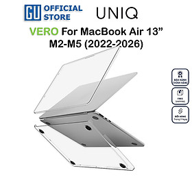 Ốp UNIQ VERO Cho MacBook Air 13inch M2-M5 (2022-2026) Trong Suốt Bảo Vệ Toàn Diện Tặng Kèm Phủ Phím Và Nắp Che Webcam Hàng Chính Hãng