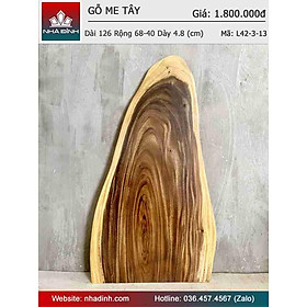 Mặt Bàn Gỗ Me Tây Nguyên Khối Dài 126 Rộng 68-40 Dày 4,8