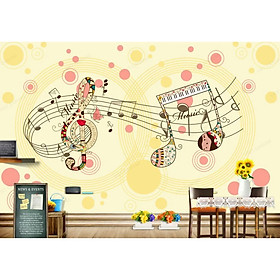 (HCM)Tranh dán tường âm nhạc 7 nốt nhạc sắc màu trang trí decor sẵn keo