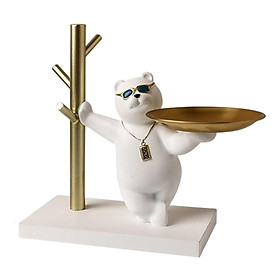 Nordic Bear Storage Tray Key Holder Resin Bear Statue for Home Desktop Decor