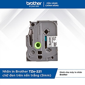 Nhãn in Brother TZe-221 chữ đen trên nền trắng (9mm) - Hàng chính hãng