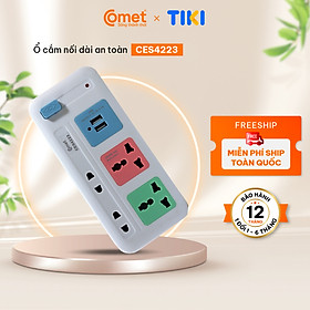 Mua Ổ Cắm Nối Dài Cổng USB Comet CES4223 2500W dây dài 3m  4 lỗ cắm  2 cổng sạc USB  1 công tắc