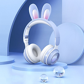 Tai nghe chụp tai bluetooth Cute Rabbit , tai nghe thỏ không dây siêu dễ thương có đèn led đổi màu cực đẹp, tai thỏ đáng yêu có mic đàm thoại cao cấp Hàng Chính Hãng DEVO
